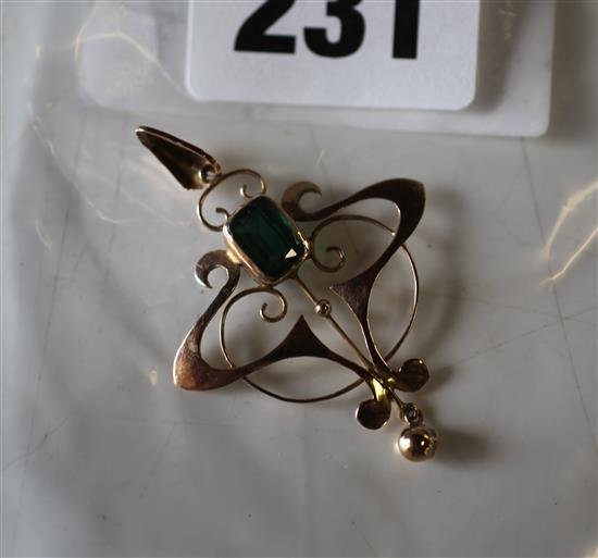 9ct gold Art Nouveau pendant